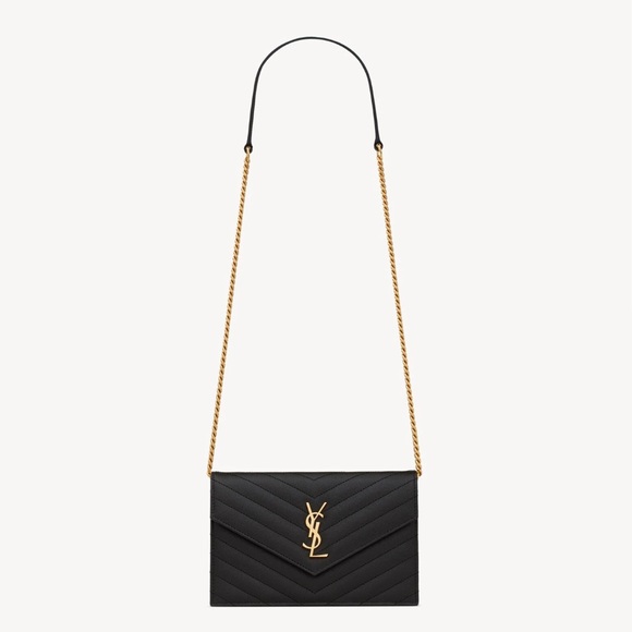 Yves Saint Laurent Cassandre Black Chevron Envelope Crossbody - Picture 1 of 11